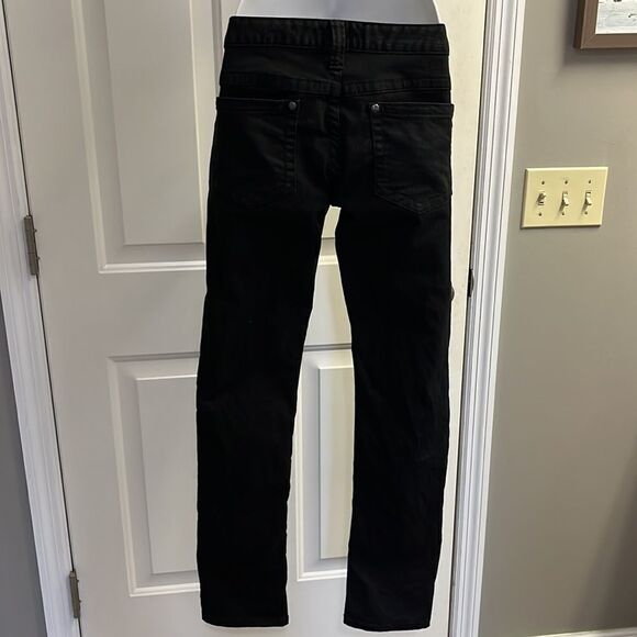Free People Black Vertical Textured Straight 5 Pocket Button/ZipUp Jeans-Size 29 - Picture 3 of 14
